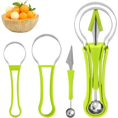 GRASSLIN 4 Outil À Découper, Trancheuse Pastèque, Acier Inoxydable, Cuillère Melon, Vert, Cuisine Familiale - Publicité GRASSLIN 4 Outil À Découper, Trancheuse Pastèque, Acier Inoxydable, Cuillère Melon, Vert, Cuisine Familiale - Publicité