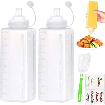 SANS MARQUE 2 Pièces Bouteille Sauce 1000ml Pipette Cuisine Plastique Flacon Sauce Squeeze Bottle Transparent Souple Réutilisable Avec Pinceau Et Étiquette Pour Condiments Ketchup Mayo Bbq Huile D'Olive - Publicité SANS MARQUE 2 Pièces Bouteille Sauce 1000ml Pipette Cuisine Plastique Flacon Sauce Squeeze Bottle Transparent Souple Réutilisable Avec Pinceau Et Étiquette Pour Condiments Ketchup Mayo Bbq Huile D'Olive - Publicité