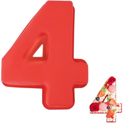 GRASSLIN Nombre De Silicone Moule À Gâteau, Grands Moules Gâteau 3d En Silicone, Numérique, Gateau Chiffre 4, Pour Décoration Gâteaux, Mariage, Anniversaire, Fête 4 - - Publicité GRASSLIN Nombre De Silicone Moule À Gâteau, Grands Moules Gâteau 3d En Silicone, Numérique, Gateau Chiffre 4, Pour Décoration Gâteaux, Mariage, Anniversaire, Fête 4 - - Publicité