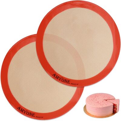 GRASSLIN Lot De 2 Tapis De Cuisson Ronds En Silicone Pour Moule À Gâteau, Tortilla, Pizza De 25,4 Cm - Tapis De Presse À Pâte Pour Tarte'-'2 Pack-round-10 Inch - Publicité GRASSLIN Lot De 2 Tapis De Cuisson Ronds En Silicone Pour Moule À Gâteau, Tortilla, Pizza De 25,4 Cm - Tapis De Presse À Pâte Pour Tarte'-'2 Pack-round-10 Inch - Publicité