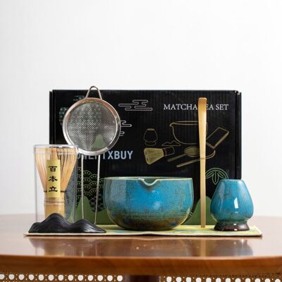 ENLENK Ensemble Matcha Bleu 7 Pièces – Bol À Four Créatif + Fouet - Publicité ENLENK Ensemble Matcha Bleu 7 Pièces – Bol À Four Créatif + Fouet - Publicité