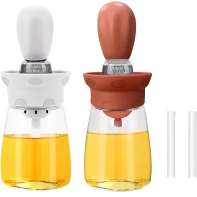 SANS MARQUE Lot De 2 Distributeurs D'Huile Avec Pinceau À Pâtisserie - Bouteille D'Huile D'Olive - Pinceau En Silicone - Publicité SANS MARQUE Lot De 2 Distributeurs D'Huile Avec Pinceau À Pâtisserie - Bouteille D'Huile D'Olive - Pinceau En Silicone - Publicité
