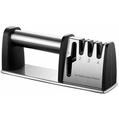 ABYSSE Aiguiseur Couteaux Professionnel, 4 En 1 Affuteur Couteau Avec Revêtement En Diamant Et Base Antidérapante En Acier Inoxydable Pour Ciseaux Et Couteaux De Cuisine De Différentes Tailles - Publicité ABYSSE Aiguiseur Couteaux Professionnel, 4 En 1 Affuteur Couteau Avec Revêtement En Diamant Et Base Antidérapante En Acier Inoxydable Pour Ciseaux Et Couteaux De Cuisine De Différentes Tailles - Publicité