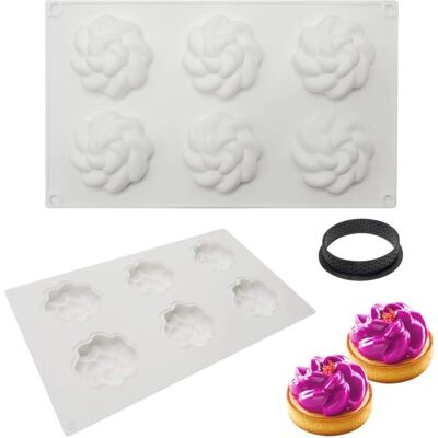 GRASSLIN Moule De Gâteau Mousse, Moulessilicone Gâteaux 3d Pour Glace Chocolat Pâtisserie Dessert, Outil Croustillant Rond En Plastique, 6 Trous Forme Torsion Holes Twist Shape - - Publicité GRASSLIN Moule De Gâteau Mousse, Moulessilicone Gâteaux 3d Pour Glace Chocolat Pâtisserie Dessert, Outil Croustillant Rond En Plastique, 6 Trous Forme Torsion Holes Twist Shape - - Publicité