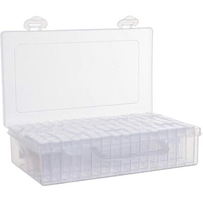 FATRD 1 Boîte De Rangement Transparente Portable À 64 Compartiments Pour Perles Et Strass-23x13cm-transparent - Publicité FATRD 1 Boîte De Rangement Transparente Portable À 64 Compartiments Pour Perles Et Strass-23x13cm-transparent - Publicité
