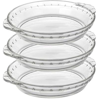 OEM Lot De 3 Plats À Tarte Ronds En Verre De 25 Cm Pour Four, Micro-ondes, Congélateur - Publicité OEM Lot De 3 Plats À Tarte Ronds En Verre De 25 Cm Pour Four, Micro-ondes, Congélateur - Publicité