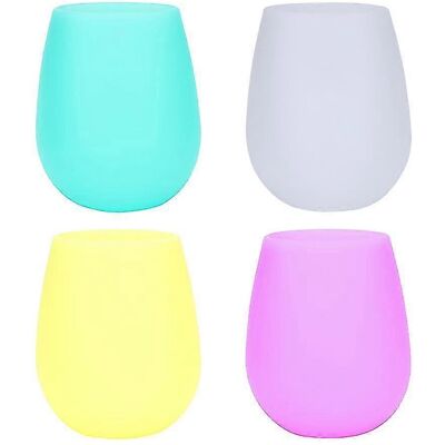 LAVVE Lot De 4 Verres À Vin En Silicone Incassables Et Réutilisables, Pouvant Être Congelés, Pour Les Fêtes Et Les Pique-niques. Couleurs : Blanc, Jaune, Violet, Vert. Publicité LAVVE Lot De 4 Verres À Vin En Silicone Incassables Et Réutilisables, Pouvant Être Congelés, Pour Les Fêtes Et Les Pique-niques. Couleurs : Blanc, Jaune, Violet, Vert. Publicité