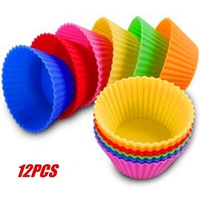 Cellfast Lot De 12 Moule En Silicone Pour Muffins, Cupcake, Gâteau Rond Et Gelée - Tour - Publicité Cellfast Lot De 12 Moule En Silicone Pour Muffins, Cupcake, Gâteau Rond Et Gelée - Tour - Publicité