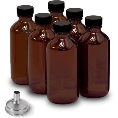 OEM Lot De 6 Bouteille,verre Ambré,60 Ml,capuchon Noir,fuite,entonnoir,extrait Vanille,huile Essentielle - Publicité OEM Lot De 6 Bouteille,verre Ambré,60 Ml,capuchon Noir,fuite,entonnoir,extrait Vanille,huile Essentielle - Publicité
