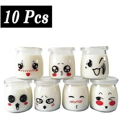 Cellfast Pot Yaourt Bocal Crème Pot Dessert En Verre Avec Décor Émoticône Couvercles - 10 Pot 100ml - Publicité Cellfast Pot Yaourt Bocal Crème Pot Dessert En Verre Avec Décor Émoticône Couvercles - 10 Pot 100ml - Publicité