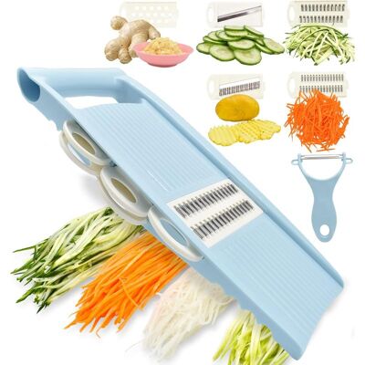 Vision Mandoline 5 En 1 Pour La Cuisine, Coupe-légumes, Multi-lames, Chips, Julienne Et Éplucheur Pour Petits Travaux En Cuisine, Bleu - Publicité Vision Mandoline 5 En 1 Pour La Cuisine, Coupe-légumes, Multi-lames, Chips, Julienne Et Éplucheur Pour Petits Travaux En Cuisine, Bleu - Publicité