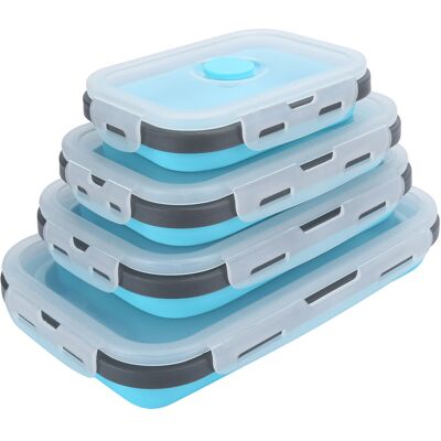 MCKENSA Ensemble De 4 Boîtes À Lunch Pliables En Silicone, Idéales Pour Les Voyages En Plein Air. Publicité MCKENSA Ensemble De 4 Boîtes À Lunch Pliables En Silicone, Idéales Pour Les Voyages En Plein Air. Publicité