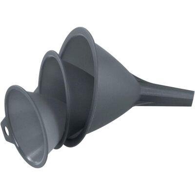 SYMOLEXA Lot De 3 - Entonnoir - Cuisine - Transfert De Liquides Sans Renversement - Pour Bouteilles Et Bocaux - Gris - 8x9x11 Cm - Publicité SYMOLEXA Lot De 3 - Entonnoir - Cuisine - Transfert De Liquides Sans Renversement - Pour Bouteilles Et Bocaux - Gris - 8x9x11 Cm - Publicité