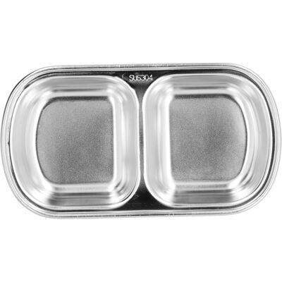 MCKENSA Plat À Assaisonnement En Acier Inoxydable Épais Pour Sauces Fondues, Compartimenté, Pour Collations, 2 Compartiments - Publicité MCKENSA Plat À Assaisonnement En Acier Inoxydable Épais Pour Sauces Fondues, Compartimenté, Pour Collations, 2 Compartiments - Publicité