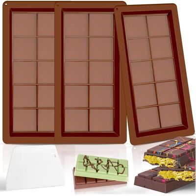GRASSLIN 3 Pièces Moule À Chocolat, Silicone Alimentaire, Profond Antiadhésif, Spatule Incluse, Pour Pâtisserie Maison - Publicité GRASSLIN 3 Pièces Moule À Chocolat, Silicone Alimentaire, Profond Antiadhésif, Spatule Incluse, Pour Pâtisserie Maison - Publicité