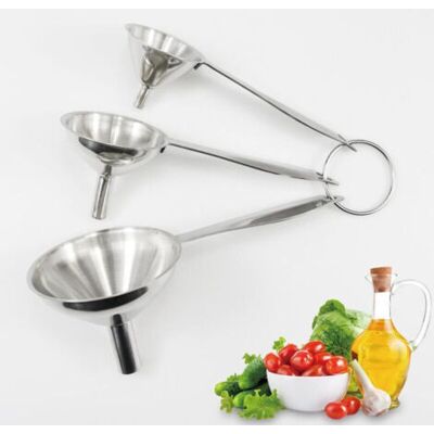 OEM Royaluxe-lot De 3 Entonnoirs De Cuisine En Acier Inoxydable Avec Longue Poignée Pour Transférer Des Bouteilles De Remplissage D'Huile Liquide - Publicité OEM Royaluxe-lot De 3 Entonnoirs De Cuisine En Acier Inoxydable Avec Longue Poignée Pour Transférer Des Bouteilles De Remplissage D'Huile Liquide - Publicité