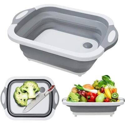 Cellfast Planche À Découper Pliable,planche À Découper Portable 3 En 1,évier En Silicone Pour Panier De Lavage De Légumes De Cuisine - Publicité Cellfast Planche À Découper Pliable,planche À Découper Portable 3 En 1,évier En Silicone Pour Panier De Lavage De Légumes De Cuisine - Publicité