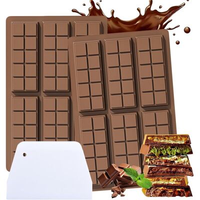 GRASSLIN 2 Pièces Moule Chocolat, Silicone Anti-adhésif, 6 Cavités, Grattoir Inclus, Pour Pâtisserie Maison - Publicité GRASSLIN 2 Pièces Moule Chocolat, Silicone Anti-adhésif, 6 Cavités, Grattoir Inclus, Pour Pâtisserie Maison - Publicité