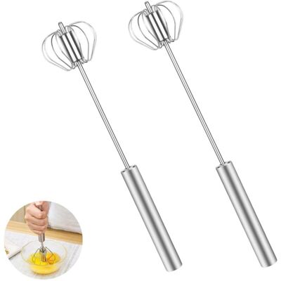 IRISFR Lot De 2 Fouets Semi-automatiques En Acier Inoxydable - Multifonctionnel - Tenu À La Main - Push Easy Whisk - Mélangeur - Fouet Ballon Pour Mélanger Et Faire Mousser - Publicité IRISFR Lot De 2 Fouets Semi-automatiques En Acier Inoxydable - Multifonctionnel - Tenu À La Main - Push Easy Whisk - Mélangeur - Fouet Ballon Pour Mélanger Et Faire Mousser - Publicité