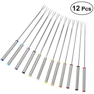 FANGMEDIA 12pcs 24cm À Fondue En Acier Inoxydable Forks Fondue Au Fromage Forks Avec Chaleur Poignée Résistant Pour Le Fromage À Fondue - Publicité FANGMEDIA 12pcs 24cm À Fondue En Acier Inoxydable Forks Fondue Au Fromage Forks Avec Chaleur Poignée Résistant Pour Le Fromage À Fondue - Publicité