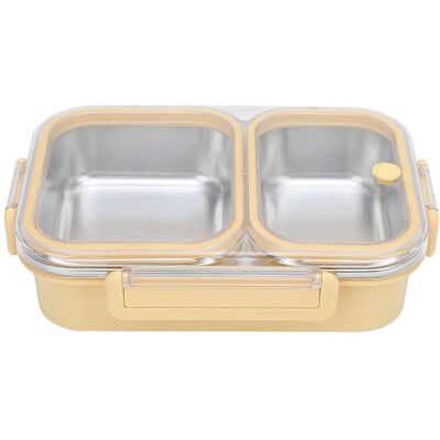 FLAMMKRAFT Boîte À Lunch Carrée Portable En Acier Inoxydable Jaune, 1,2 L, Hermétique Et Anti-odeurs, À 2 Compartiments. Publicité FLAMMKRAFT Boîte À Lunch Carrée Portable En Acier Inoxydable Jaune, 1,2 L, Hermétique Et Anti-odeurs, À 2 Compartiments. Publicité