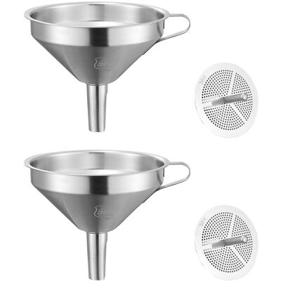 SUPERWISE 2 Pièces Entonnoir Inox, Entonnoir Alimentaire, Entonnoir En Acier Inoxydable Entonnoir De Cuisine Avec Filtre Entonnoir Métallique Pour Le Transfert De Liquide (diamètre 11 Cm) - Publicité SUPERWISE 2 Pièces Entonnoir Inox, Entonnoir Alimentaire, Entonnoir En Acier Inoxydable Entonnoir De Cuisine Avec Filtre Entonnoir Métallique Pour Le Transfert De Liquide (diamètre 11 Cm) - Publicité