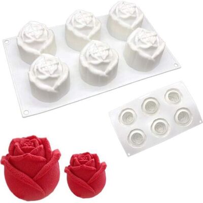 Vision Moule À Gateau En Silicone, Moules 3d Pour Glace Chocolat Pâtisserie Dessert, 6 Trous Roses À Bud - Publicité Vision Moule À Gateau En Silicone, Moules 3d Pour Glace Chocolat Pâtisserie Dessert, 6 Trous Roses À Bud - Publicité