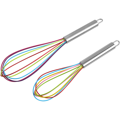 HERUSI Batteur À Œufs Manuel En Silicone Avec Poignée En Acier Inoxydable (2 Pièces) - 30 Cm + 25 Cm - Publicité HERUSI Batteur À Œufs Manuel En Silicone Avec Poignée En Acier Inoxydable (2 Pièces) - 30 Cm + 25 Cm - Publicité