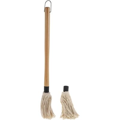 SLOWMOOSE Ensemble Pinceau À Badigeonner Et De Brosse À Sauce Barbecue Avec 1 Manche En Bois Et 2 Têtes En Coton Remplaçables - Publicité SLOWMOOSE Ensemble Pinceau À Badigeonner Et De Brosse À Sauce Barbecue Avec 1 Manche En Bois Et 2 Têtes En Coton Remplaçables - Publicité