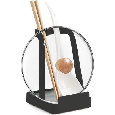 Vision Porte-couvercles Et Porte-cuillères Avec Bac Récupérateur Amovible - Acier - Support Pour Couvercles De Casseroles, Spatules, Planches À Découper, Livres De Cuisine (noir) - Publicité Vision Porte-couvercles Et Porte-cuillères Avec Bac Récupérateur Amovible - Acier - Support Pour Couvercles De Casseroles, Spatules, Planches À Découper, Livres De Cuisine (noir) - Publicité