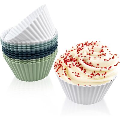 GRASSLIN Lot De 12 Moule À Muffin, Silicone Alimentaire, Anti-adhésif, Résistant Chaleur, Pour Pâtisserie Et Gâteau - Publicité GRASSLIN Lot De 12 Moule À Muffin, Silicone Alimentaire, Anti-adhésif, Résistant Chaleur, Pour Pâtisserie Et Gâteau - Publicité