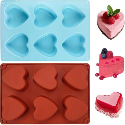 GRASSLIN 2 Pièces Moules En Silicone Coeur, Moule Coeur Patisserie, Forme De Pour 6 Cavités Pudding, Gelée, Gâteau, Chocolat, Glaçons, Savon - - Publicité GRASSLIN 2 Pièces Moules En Silicone Coeur, Moule Coeur Patisserie, Forme De Pour 6 Cavités Pudding, Gelée, Gâteau, Chocolat, Glaçons, Savon - - Publicité