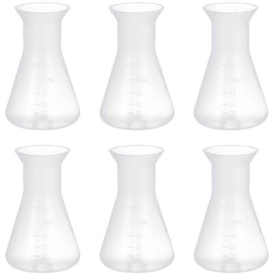 FATRD Lot De 6 Flacons Erlenmeyer Professionnels En Plastique De 50 Ml Pour Laboratoire.-8x5x5cm-transparent - Publicité FATRD Lot De 6 Flacons Erlenmeyer Professionnels En Plastique De 50 Ml Pour Laboratoire.-8x5x5cm-transparent - Publicité