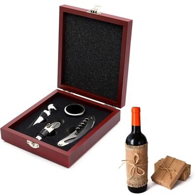 SANS MARQUE Tire Bouchon, Couteaux De Sommelier, Ouvre Bouteille De Vin, Ensembles D'Accessoires Pour Vin, Kit De Ouvre-vin 4 En 1, Avec Anneaux Anti-goutte, Ouchons Vin, Verseur Vin, Avec Boite Cadeau - Publicité SANS MARQUE Tire Bouchon, Couteaux De Sommelier, Ouvre Bouteille De Vin, Ensembles D'Accessoires Pour Vin, Kit De Ouvre-vin 4 En 1, Avec Anneaux Anti-goutte, Ouchons Vin, Verseur Vin, Avec Boite Cadeau - Publicité