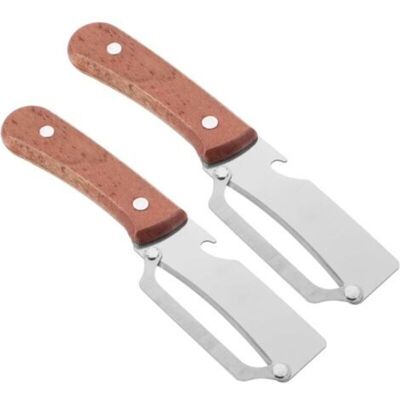 ZVD Lot De 2 Éplucheurs Multifonctionnels À Lame Inox Avec Manche En Bois Naturel Et Ouvre-bouteille Intégré Outil Cuisine Polyvalent Pour Fruits, Légumes Et Bar, Pour Usage - Publicité ZVD Lot De 2 Éplucheurs Multifonctionnels À Lame Inox Avec Manche En Bois Naturel Et Ouvre-bouteille Intégré Outil Cuisine Polyvalent Pour Fruits, Légumes Et Bar, Pour Usage - Publicité