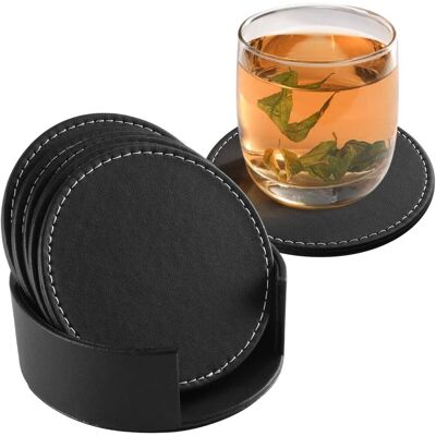 Generic 6 Pièces Dessous De Verre En Cuir Pu Antidérapant Avec Support Résistant À La Chaleur Pour Café, Bière, Tasse À Thé - Publicité Generic 6 Pièces Dessous De Verre En Cuir Pu Antidérapant Avec Support Résistant À La Chaleur Pour Café, Bière, Tasse À Thé - Publicité