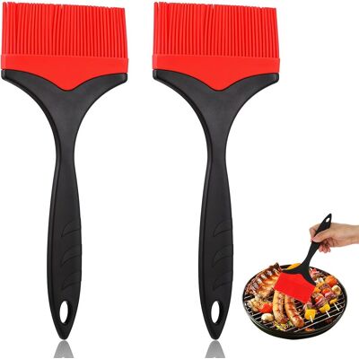 LBJFYHJN Lot De 2 Pinceaux Cuisine - Silicone Résistant Chaleur - Tête Large 10cm - Pour Barbecue Et Pâtisserie - Rouge Et Noir - Publicité LBJFYHJN Lot De 2 Pinceaux Cuisine - Silicone Résistant Chaleur - Tête Large 10cm - Pour Barbecue Et Pâtisserie - Rouge Et Noir - Publicité