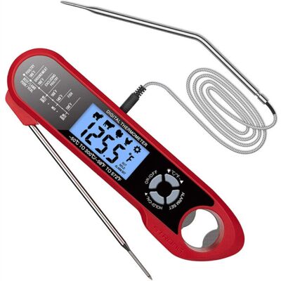 BRINSEA Thermomètre Cuisine Numérique Avec Minuterie Thermomètre Cuisson À Lecture Instantanée Avec Écran Lcd À Double Sonde Et Réglages D'Alarme Pour Viande, Bbq, Pâtisserie, Lait Etc (rouge) - Publicité BRINSEA Thermomètre Cuisine Numérique Avec Minuterie Thermomètre Cuisson À Lecture Instantanée Avec Écran Lcd À Double Sonde Et Réglages D'Alarme Pour Viande, Bbq, Pâtisserie, Lait Etc (rouge) - Publicité