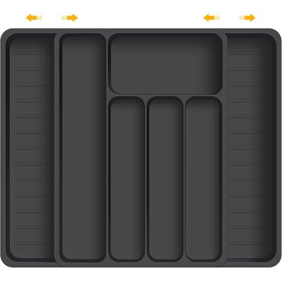 Generic Range Couverts Pour Tiroir, Range Couvert Avec 7 Compartiments, Couverts Tiroir Cuisine 37 28 Cm, Pour Rangement De Vaisselle De Cuisine, Noir - Publicité Generic Range Couverts Pour Tiroir, Range Couvert Avec 7 Compartiments, Couverts Tiroir Cuisine 37 28 Cm, Pour Rangement De Vaisselle De Cuisine, Noir - Publicité
