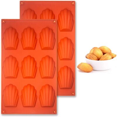 GRASSLIN Lot De 2 Moule Madeleine Silicone, Antiadhésifs À Pour Muffin、chocolat (9 Cavités, Brun) Brun 9 Cavités - Publicité GRASSLIN Lot De 2 Moule Madeleine Silicone, Antiadhésifs À Pour Muffin、chocolat (9 Cavités, Brun) Brun 9 Cavités - Publicité