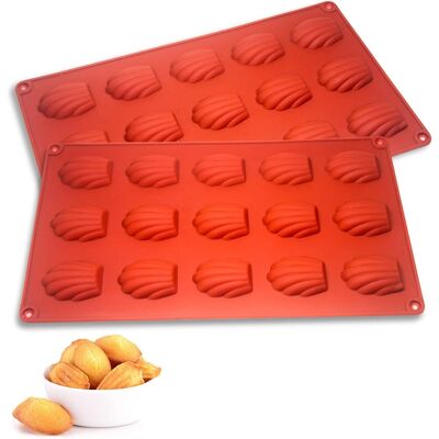 GRASSLIN Lot De 2 Mini Moule Madeleine Silicone, Antiadhésifs À Pour Muffin、chocolat (15 Cavités, Brun) Brun 15 Cavités - Publicité GRASSLIN Lot De 2 Mini Moule Madeleine Silicone, Antiadhésifs À Pour Muffin、chocolat (15 Cavités, Brun) Brun 15 Cavités - Publicité