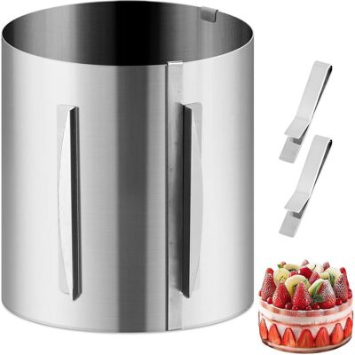 GRASSLIN 1 Cercle À Tarte Réglable 16-30cm, Acier Inoxydable Hauteur 20cm, Moule Pâtisserie Avec Clips Et Échelle Pour Gâteaux - Publicité GRASSLIN 1 Cercle À Tarte Réglable 16-30cm, Acier Inoxydable Hauteur 20cm, Moule Pâtisserie Avec Clips Et Échelle Pour Gâteaux - Publicité