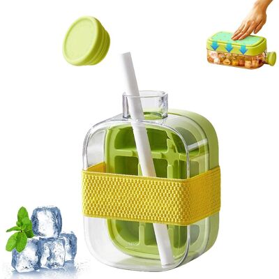 GRASSLIN 1 Bac À Glaçons 2 En 1,bouteille Avec Paille,couvercle Étanche,silicone Et Pp,pour Maison Et Pique-nique - Publicité GRASSLIN 1 Bac À Glaçons 2 En 1,bouteille Avec Paille,couvercle Étanche,silicone Et Pp,pour Maison Et Pique-nique - Publicité