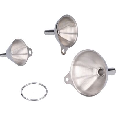MCKENSA Lot De 3 Mini-entonnoirs En Acier Inoxydable Pour Huile, Vinaigre, Vin, Épices Et Sauces, Fuites D'Huile Domestique - Publicité MCKENSA Lot De 3 Mini-entonnoirs En Acier Inoxydable Pour Huile, Vinaigre, Vin, Épices Et Sauces, Fuites D'Huile Domestique - Publicité