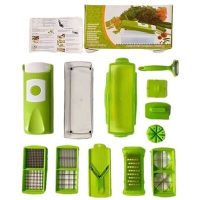 ABYSSE Accessoires Cuisine Et Cuisson,genius Nicer Dicer Smart (12 Pcs.) En Vert - Coupe-légumes Pour Cubes, Bâtonnets, Tranches, Lanières Et Quartiers - Coupe-salade Mandoline Trancheuse À Concombr - Publicité ABYSSE Accessoires Cuisine Et Cuisson,genius Nicer Dicer Smart (12 Pcs.) En Vert - Coupe-légumes Pour Cubes, Bâtonnets, Tranches, Lanières Et Quartiers - Coupe-salade Mandoline Trancheuse À Concombr - Publicité
