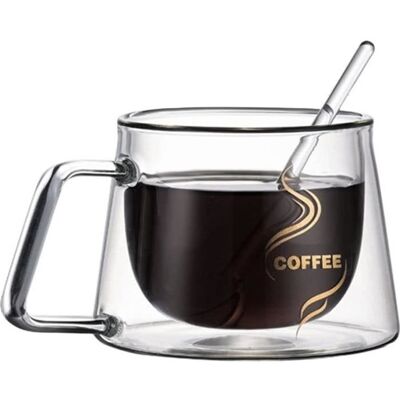 Cellfast Tasses À Café Expresso À Double Paroi Tasse À Café Isolée Avec Poignée Verres À Boire Thermo Borosilicate Ultra Résistants - Publicité Cellfast Tasses À Café Expresso À Double Paroi Tasse À Café Isolée Avec Poignée Verres À Boire Thermo Borosilicate Ultra Résistants - Publicité