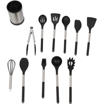ABYSSE Lot De 12 Ustensiles De Cuisine En Silicone Avec Poignée, Résistants À La Chaleur, Antiadhésifs, Spatule, Cuillère, Passe Au Lave-vaisselle, Meilleurs Outils De Cuisine (noir) - Publicité ABYSSE Lot De 12 Ustensiles De Cuisine En Silicone Avec Poignée, Résistants À La Chaleur, Antiadhésifs, Spatule, Cuillère, Passe Au Lave-vaisselle, Meilleurs Outils De Cuisine (noir) - Publicité