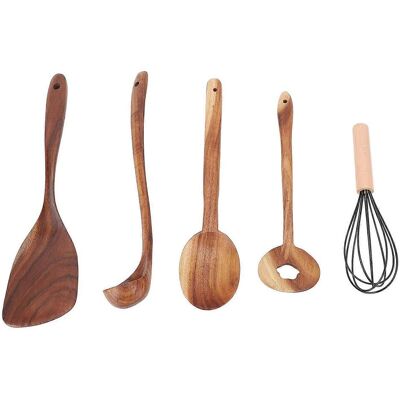 FLAMMKRAFT Ensemble D'Ustensiles De Cuisine En Bois : Cuillère En Bois, Spatule, Fouet À Œufs, Poignée Ergonomique, Facile À Nettoyer. Publicité FLAMMKRAFT Ensemble D'Ustensiles De Cuisine En Bois : Cuillère En Bois, Spatule, Fouet À Œufs, Poignée Ergonomique, Facile À Nettoyer. Publicité