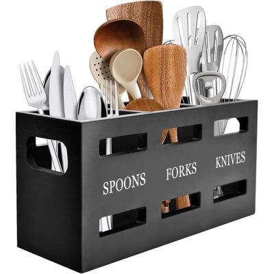 FOGSHIELD Porte Ustensiles Cuisine Organisateur Bois À 3 Compartiments, Rangement Pratique Pour Couverts, Couteaux, Spatules - Publicité FOGSHIELD Porte Ustensiles Cuisine Organisateur Bois À 3 Compartiments, Rangement Pratique Pour Couverts, Couteaux, Spatules - Publicité