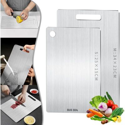 Vision 2 Pièces Planche À Découper En Titane,304 Planche À Découper En Acier Inoxydabl,planche À Découper Double Face De Qualité Alimentaire,anti Moisissure,pour Couper La Viande,les Légumes,les Fruits - Publicité Vision 2 Pièces Planche À Découper En Titane,304 Planche À Découper En Acier Inoxydabl,planche À Découper Double Face De Qualité Alimentaire,anti Moisissure,pour Couper La Viande,les Légumes,les Fruits - Publicité